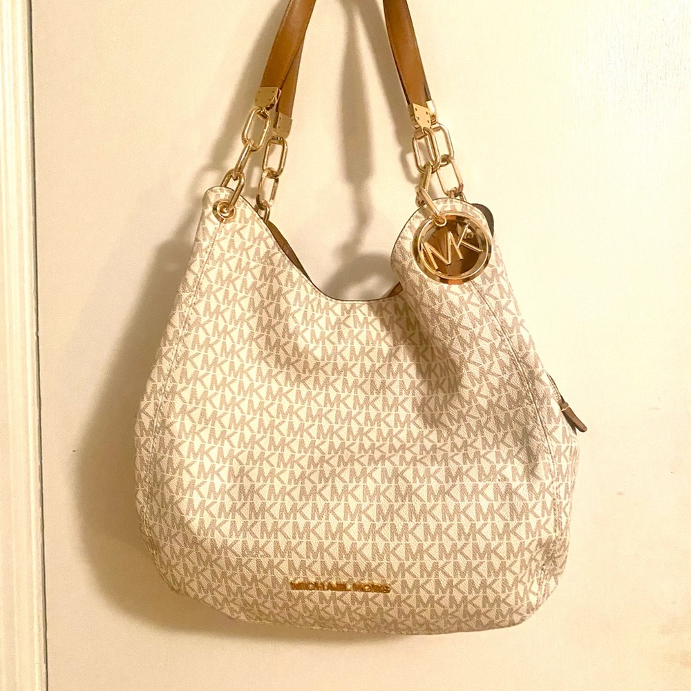 COPY - MK Michael Kors Monogram Fulton Chain Large Shoulder Bag